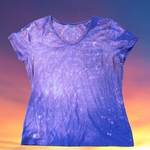 Purple Bleached Out Hanes Pocket Tee Size M